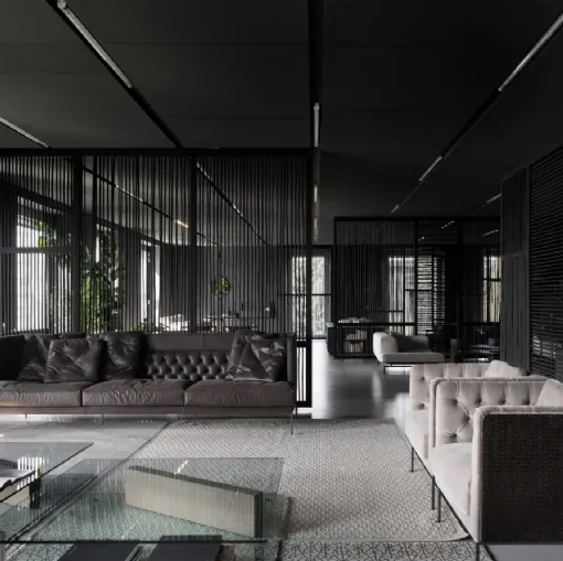 Divano lineare in pelle Lipp di Living Divani