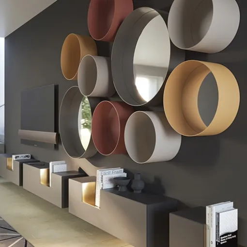 Specchi circolari da parete con cornice in metallo Dot di Minotti Italia