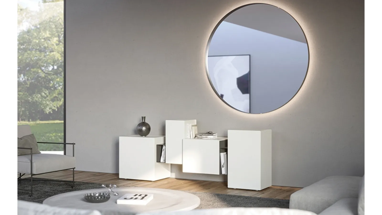 Specchio FullMoon di grandi dimensioni di Minotti Italia