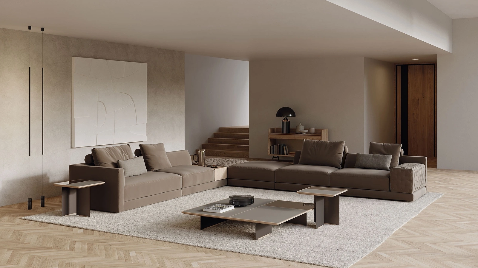 Tavolino Mies in vetro e specchio di Frigerio