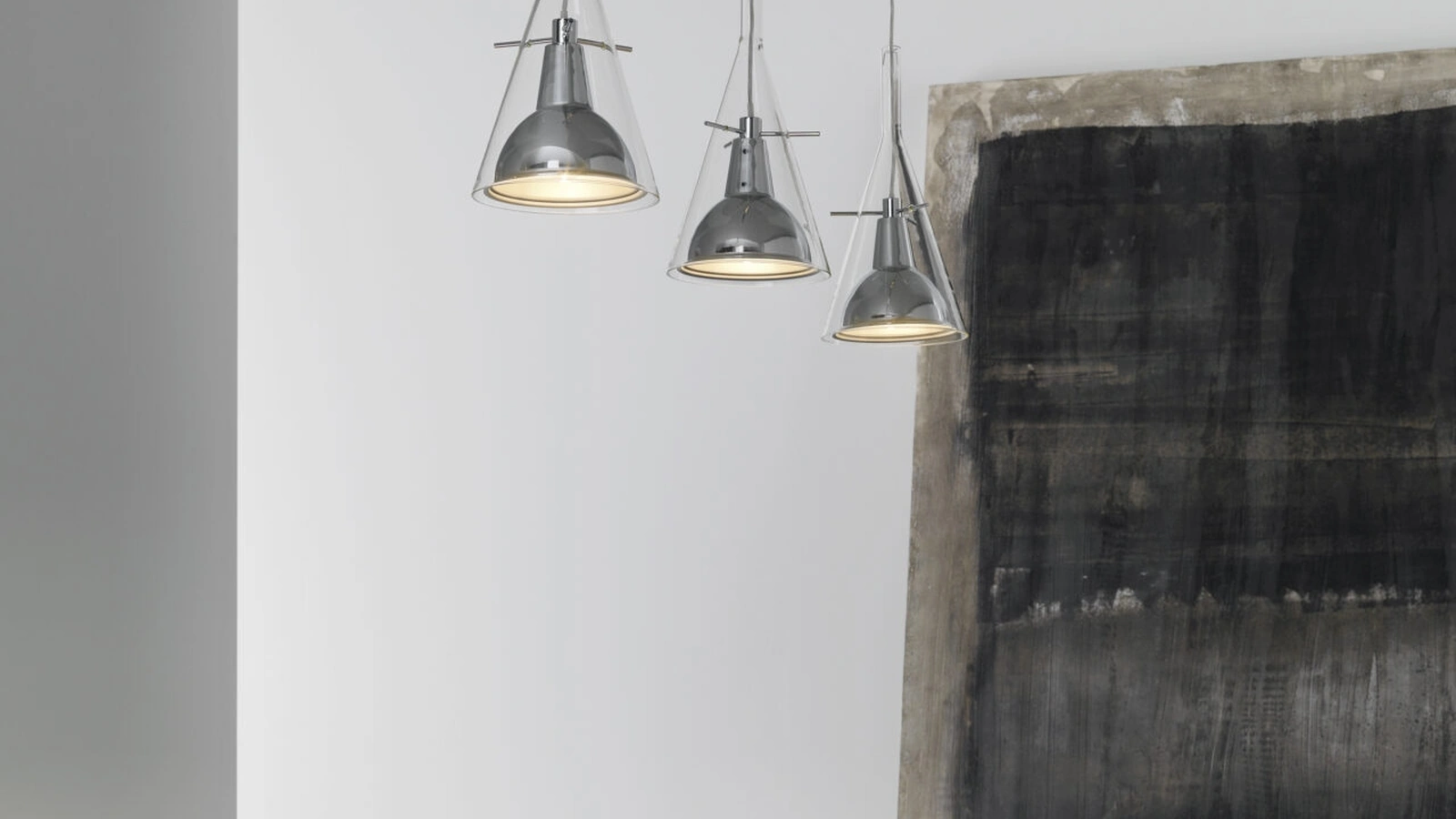 Lampada a sospensione Flûte in vetro e alluminio di Fontana Arte