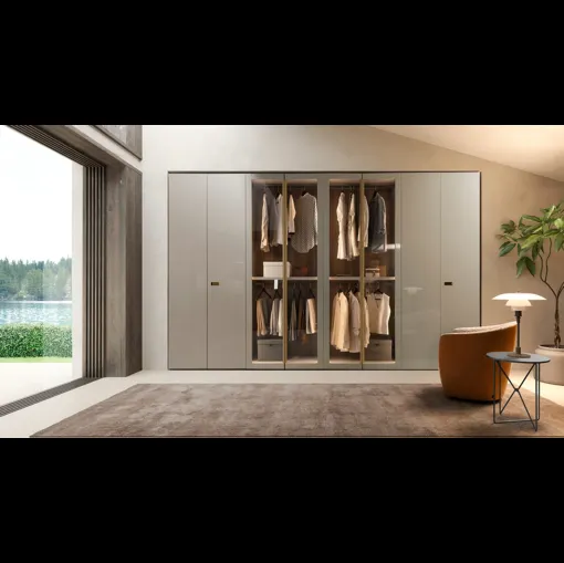 Armadio con ante battenti Anteprima in laccato lucido Gris Beige di Presotto