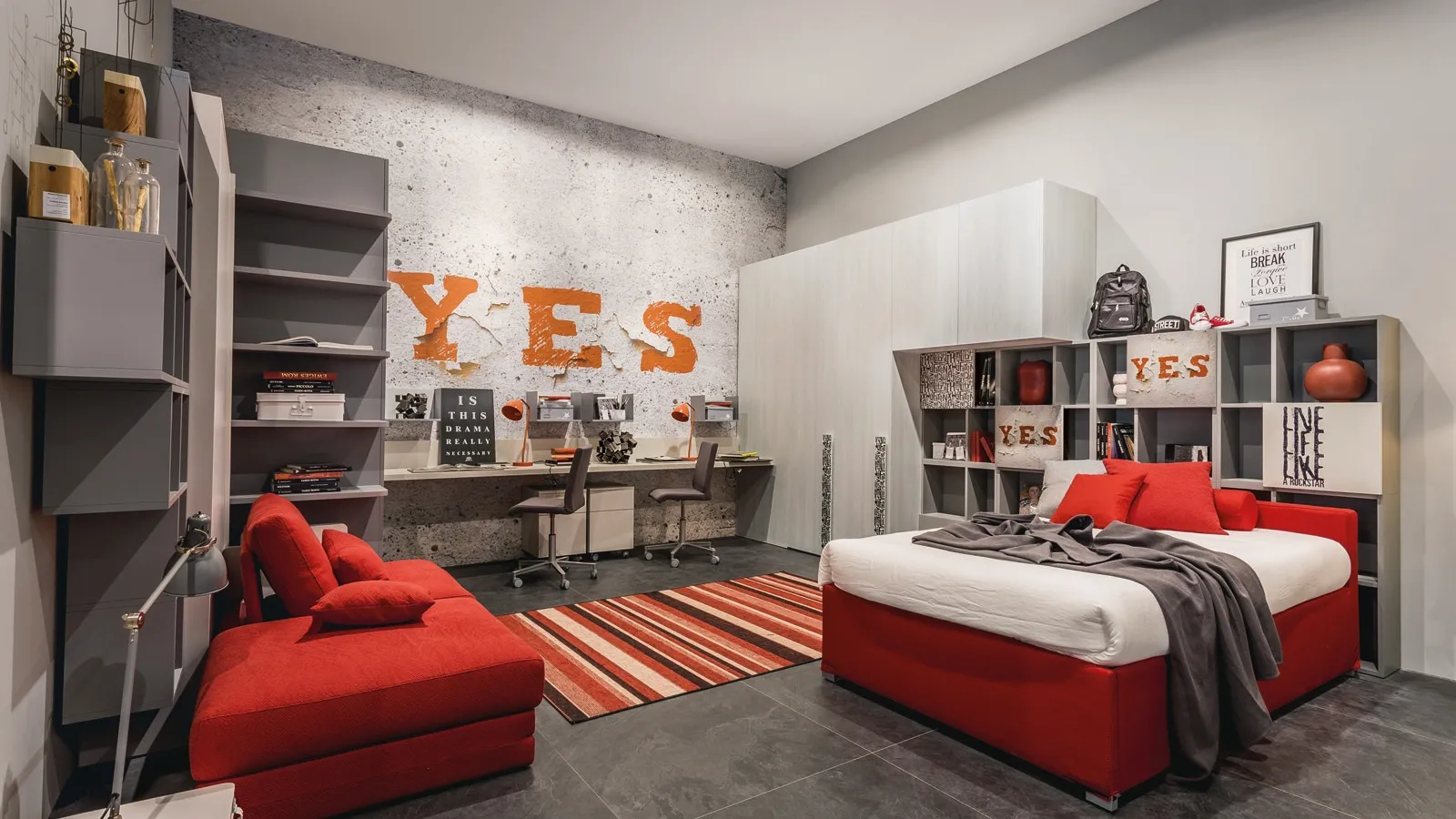 Cameretta con letto ad una piazza e mezza Comp 340 di Tumidei