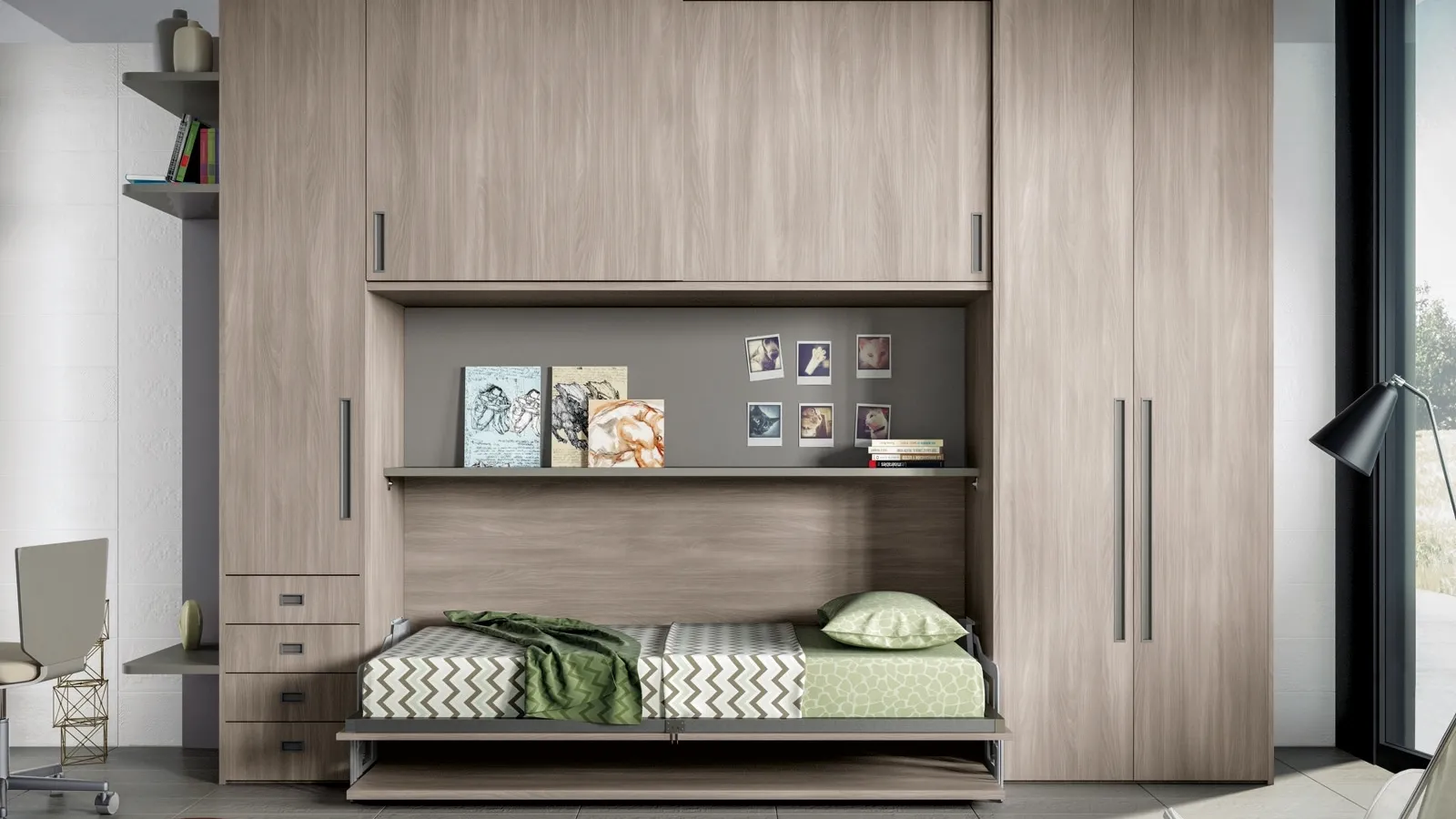 Cameretta in melaminico con letto a scomparsa Comp 364 di Tumidei