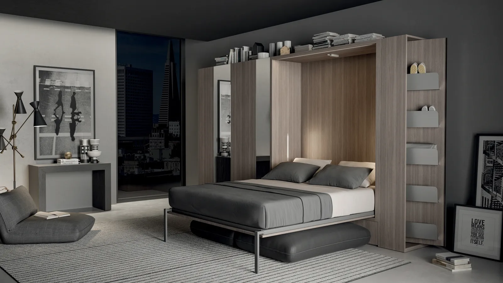 Letto a scomparsa in melaminico Alcova Light Comp 254 di Tumidei