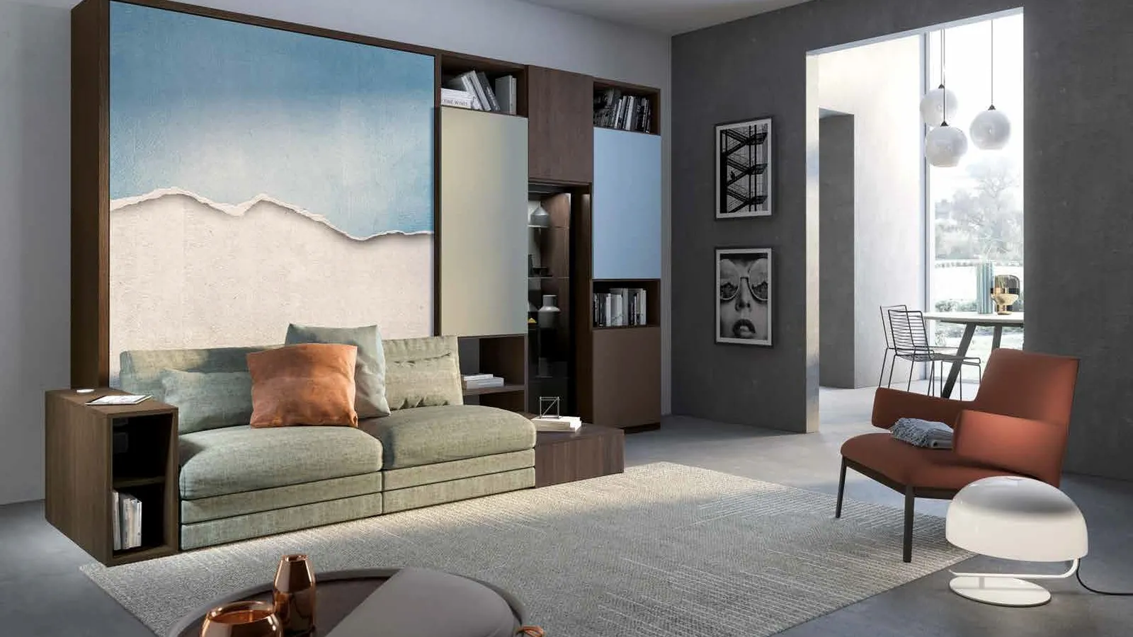 Letto matrimoniale a scomparsa Block System Comp 258 di Tumidei