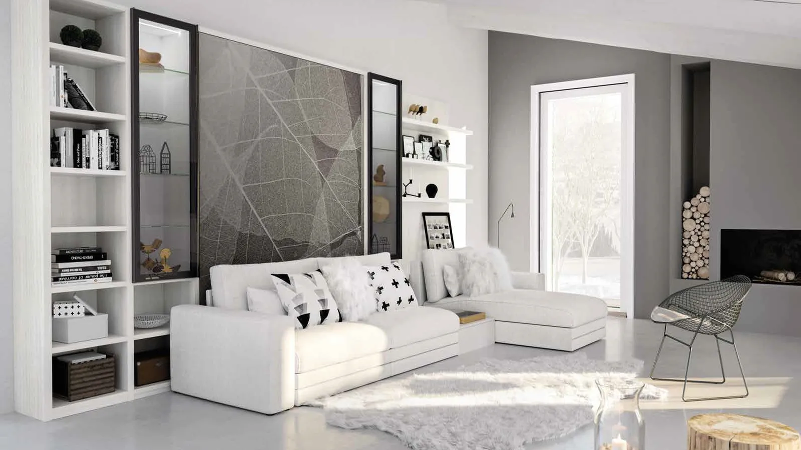 Letto a scomparsa in melaminico olmo calce e stampa digitale Block System Comp 262 di Tumidei