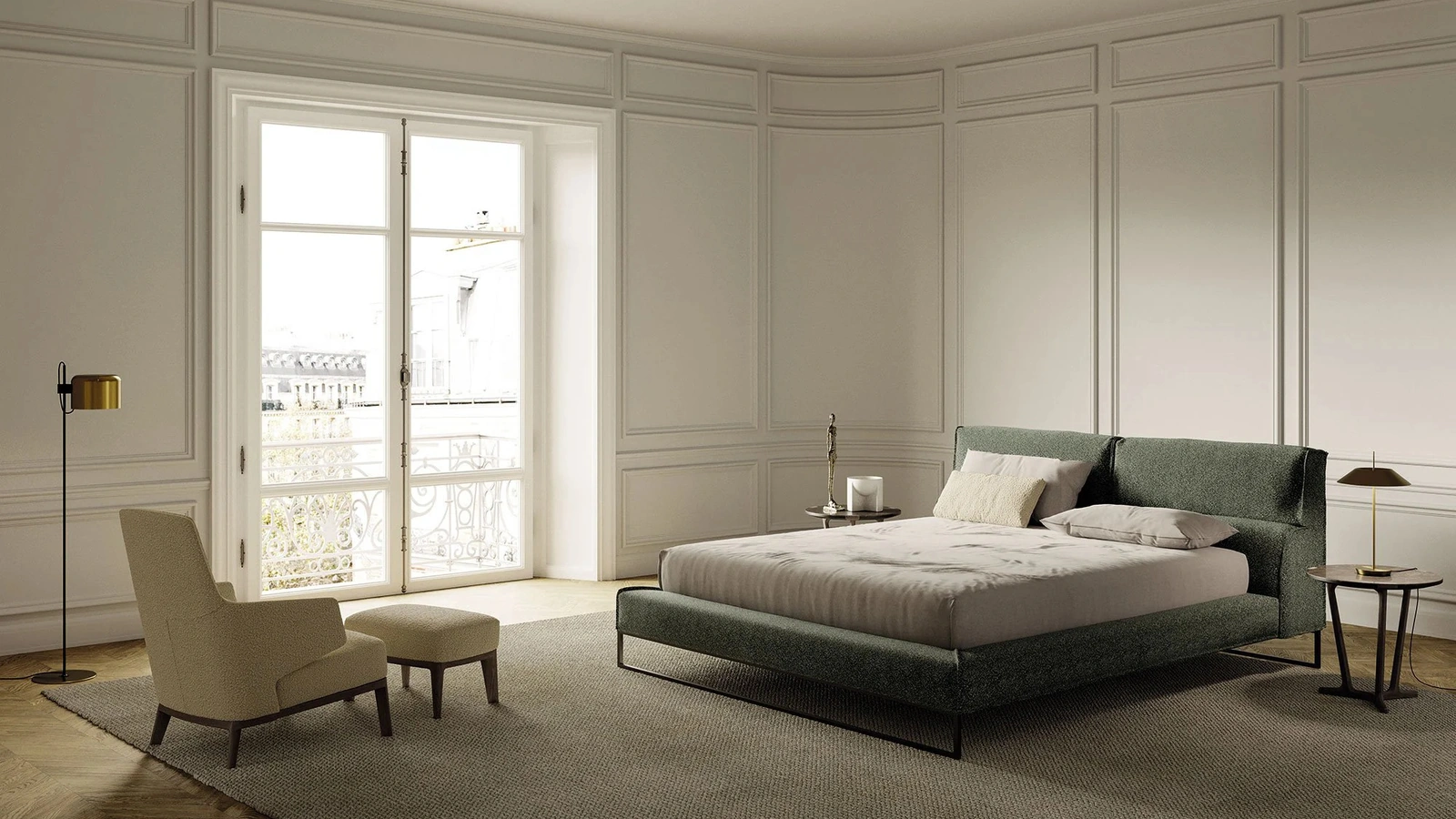 Letto imbottito Cloud di Frigerio