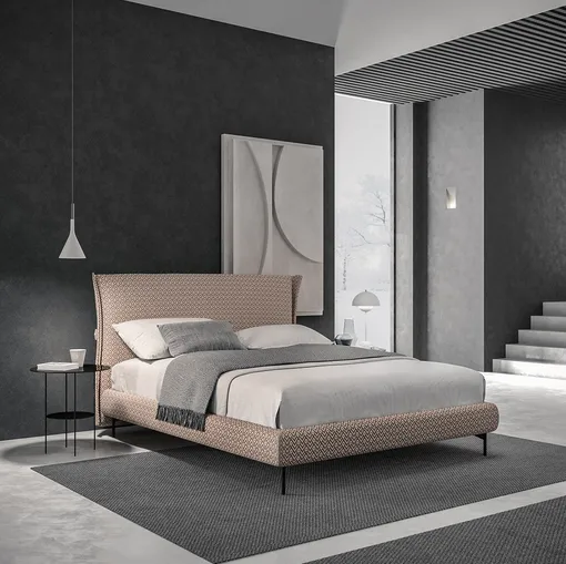 Letto con testiera imbottita Ply di Tumidei