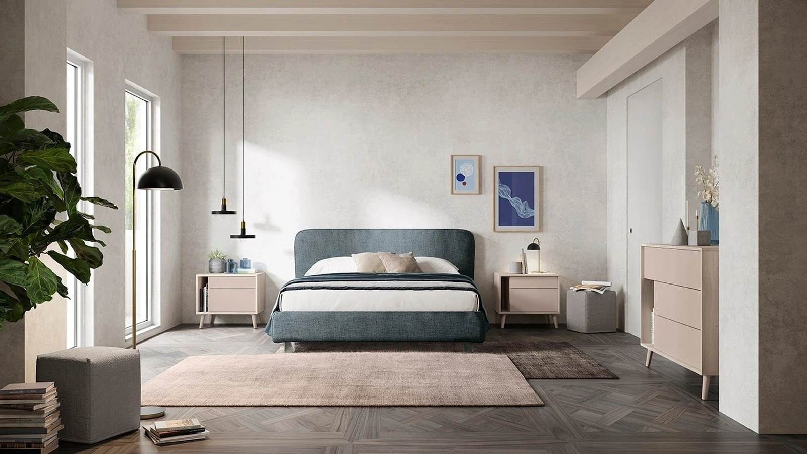 Letto in tessuto imbottito Reverso di Colombini Casa