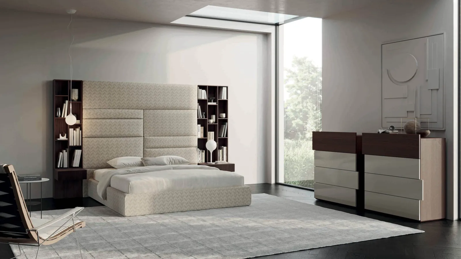 Letto in tessuto con testiera Nest 02 di Tumidei