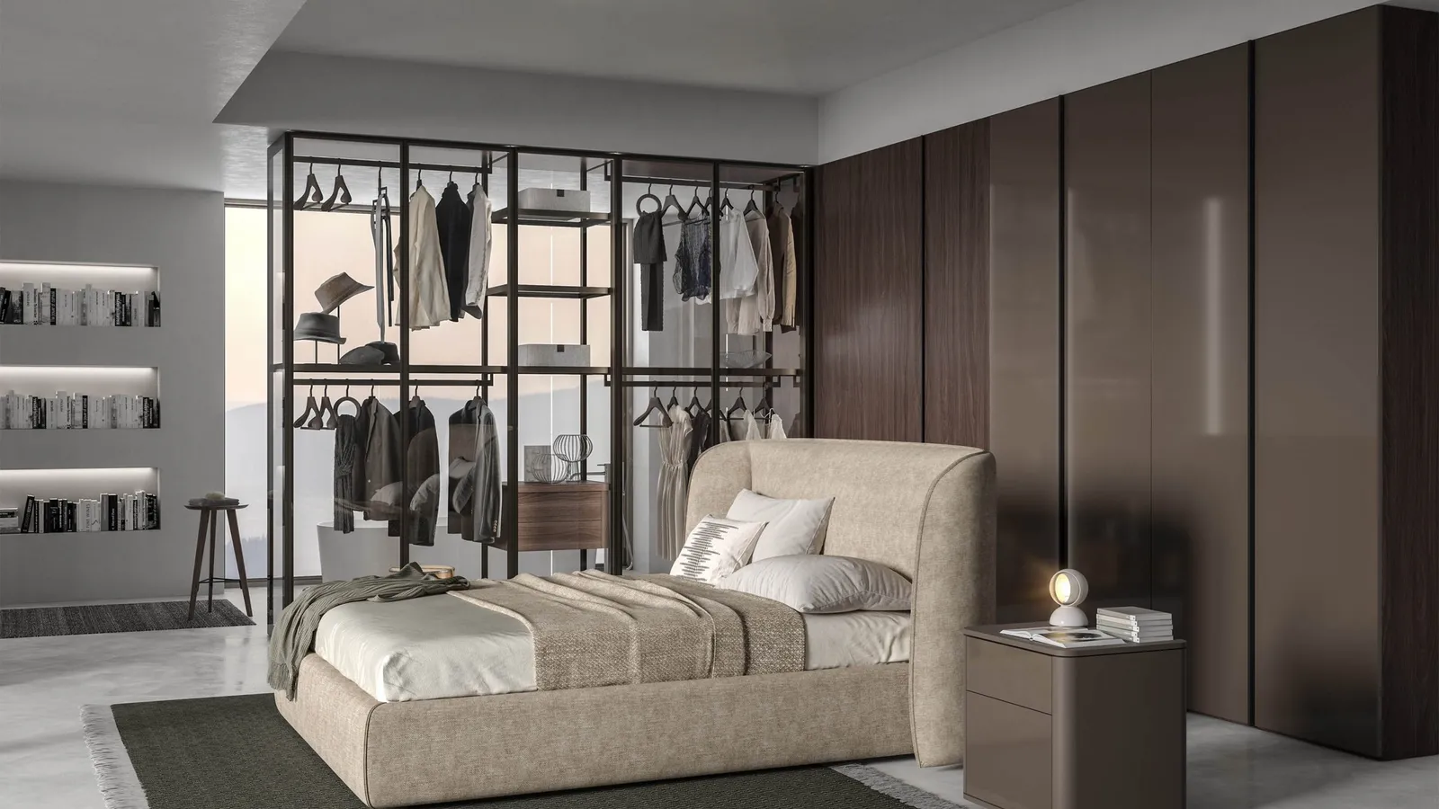 Letto contenitore con testiera avvolgente Tender di Tumidei