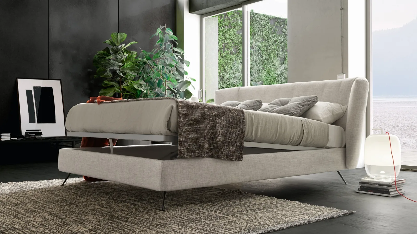 Letto con testiera e box contenitore Duke High di Valentini