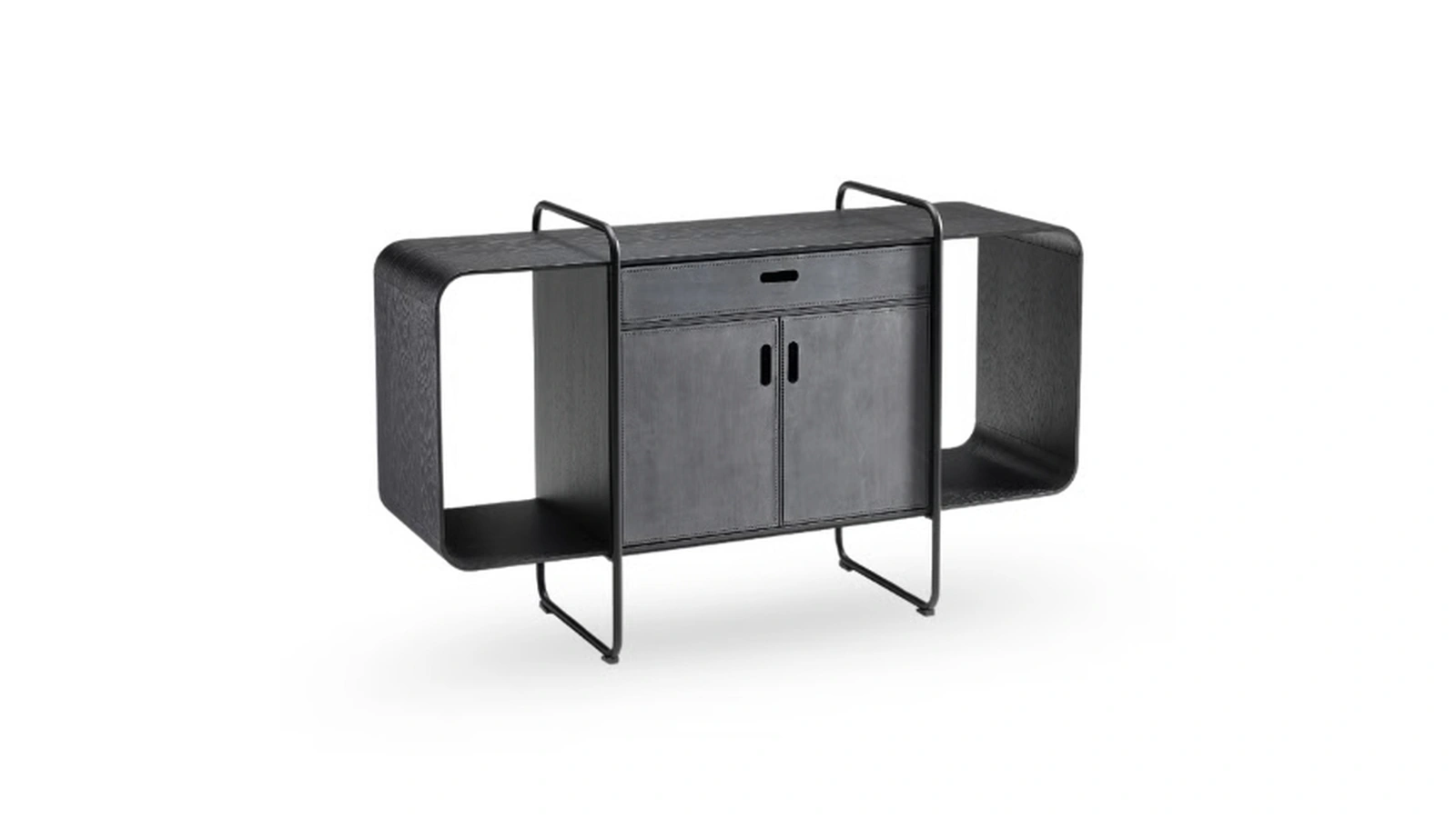 Madia Apelle con struttura in metallo e ante rivestite in pelle di Midj