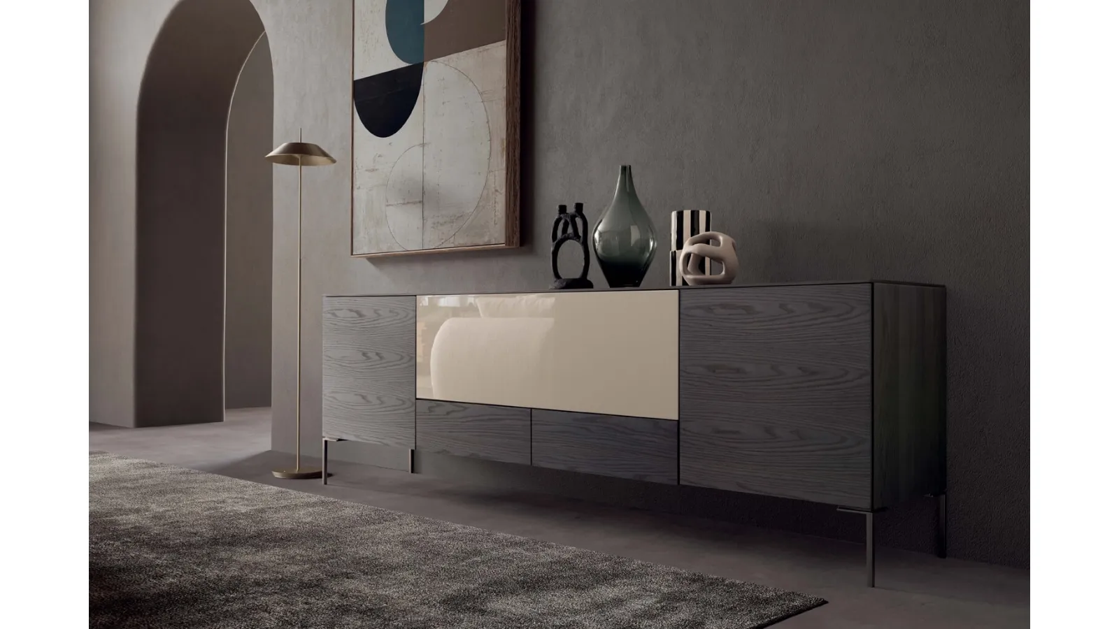 Madia I-Modul Art in legno e laccato lucido di Presotto