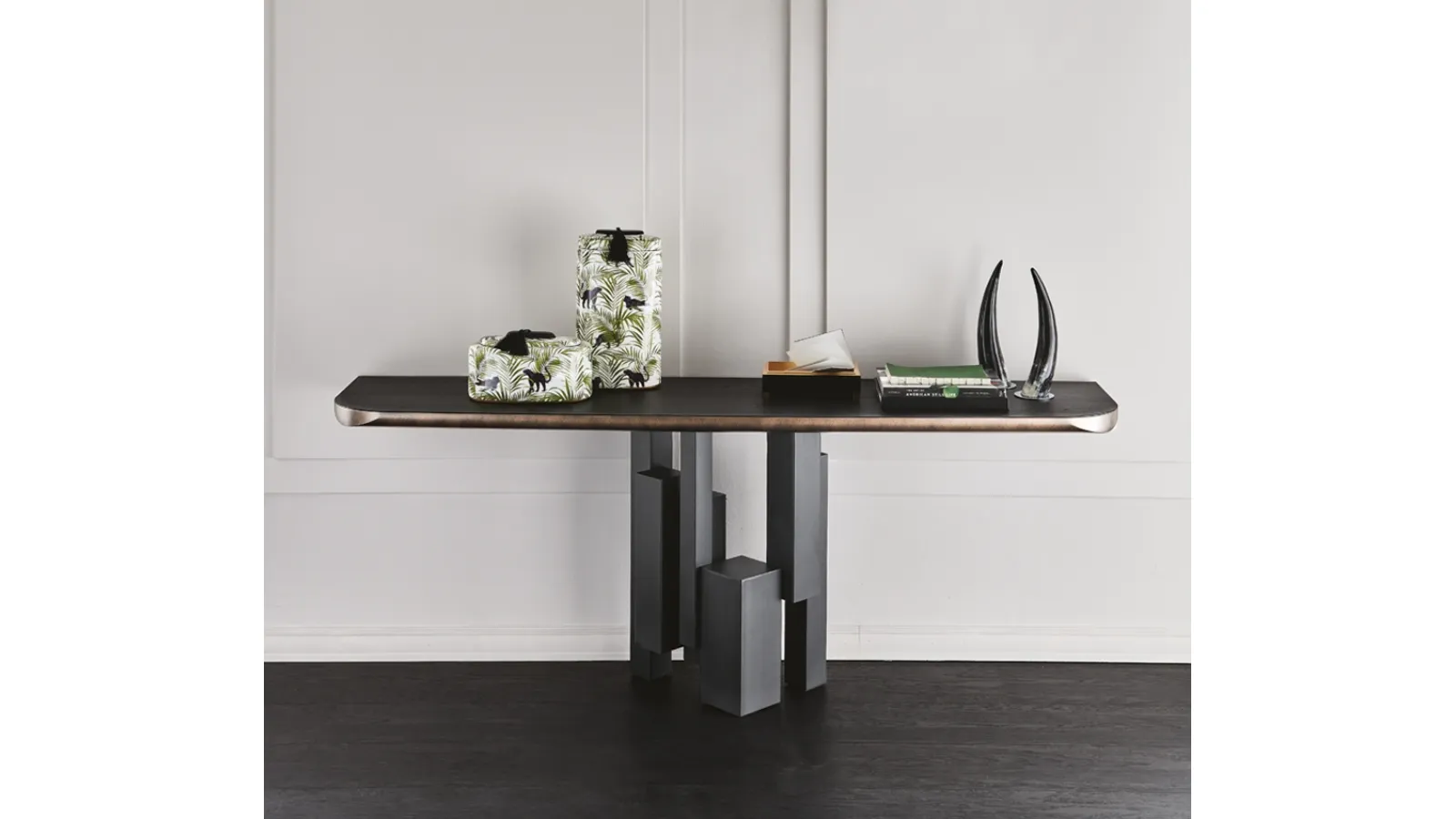 Consolle in Olmo e acciaio Skyline Wood-C di Cattelan Italia