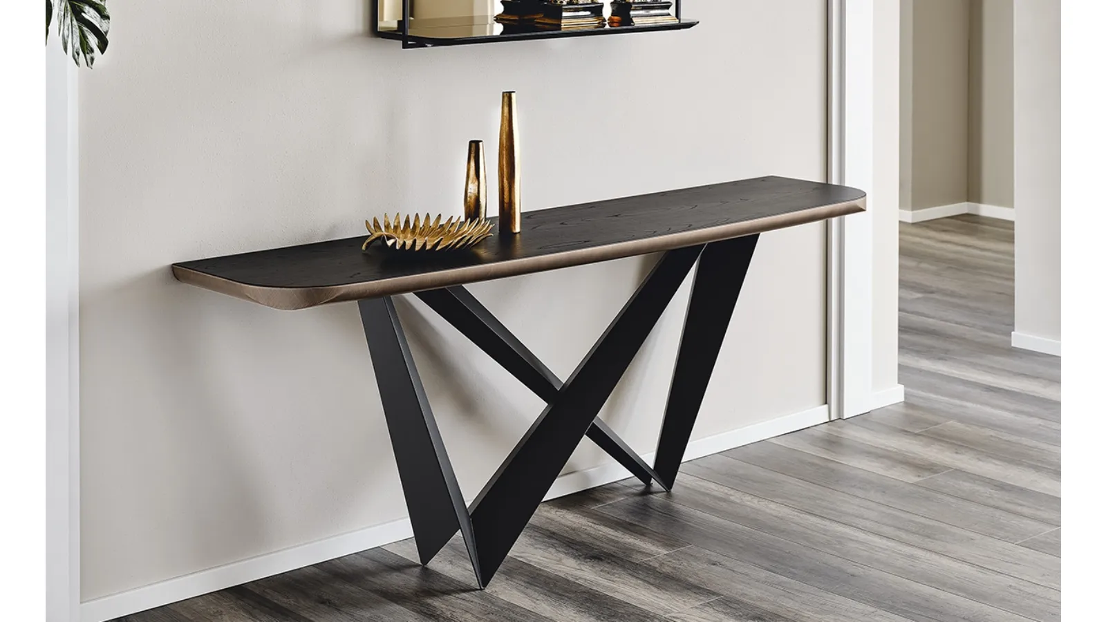 Consolle Westin Wood-C con top in legno e base in acciaio di Cattelan Italia