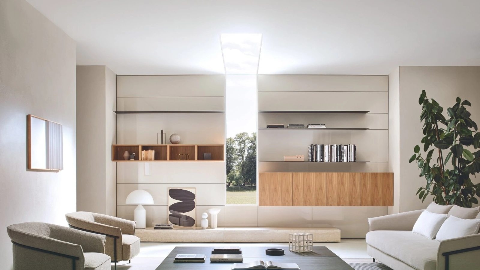 Parete Attrezzata Modern Living 13 in laccato lucido e legno di Porro