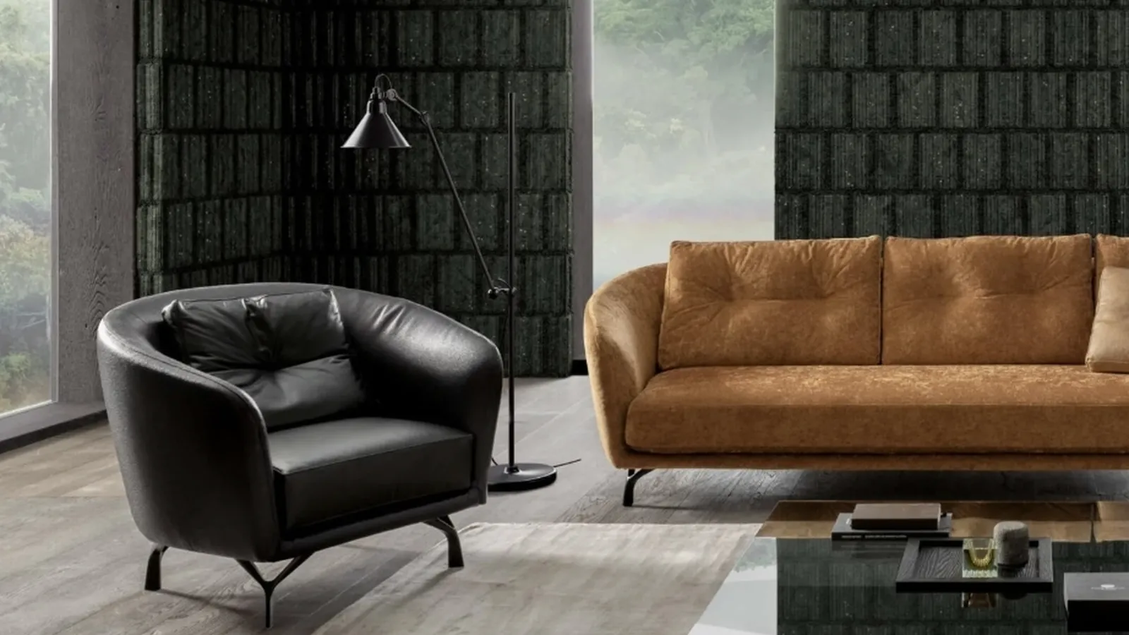 Poltroncina in pelle con schienale avvolgente Ethos di Valentini