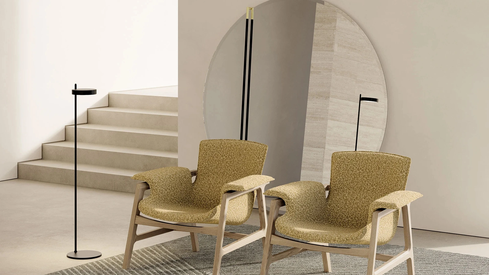 Poltrona Arianna in tessuto e legno di Frigerio