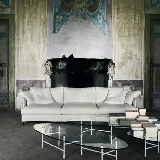 Divano lineare Chemise XL in tessuto di Living Divani