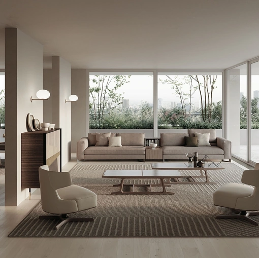 Divano lineare in tessuto imbottito Davis Twin di Frigerio