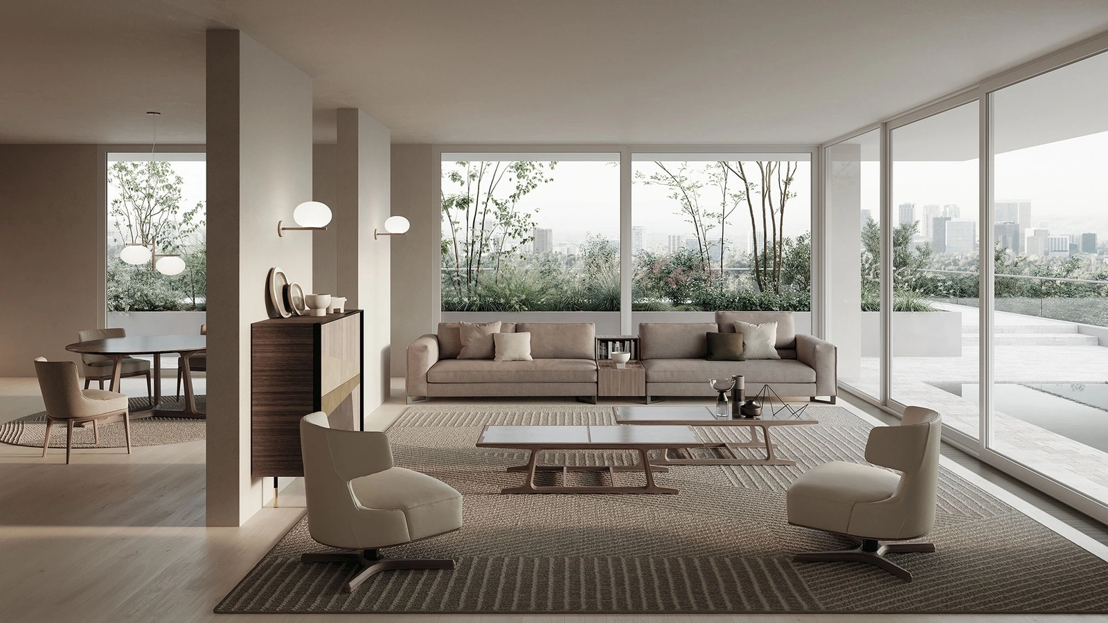 Divano lineare in tessuto imbottito Davis Twin di Frigerio