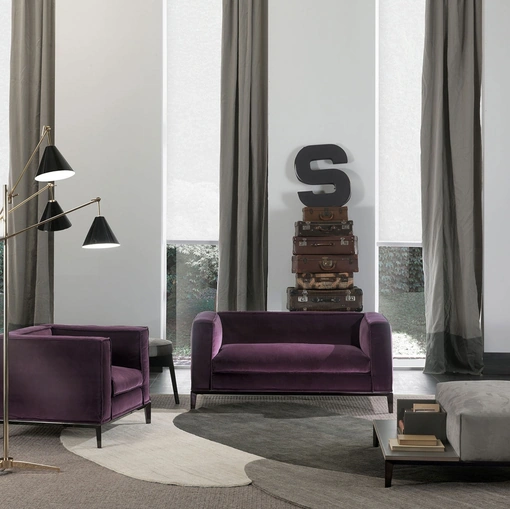 Salotto in velluto viola Taylor Junior di Frigerio