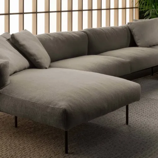 Divano in tessuto con penisola Greene System di Living Divani
