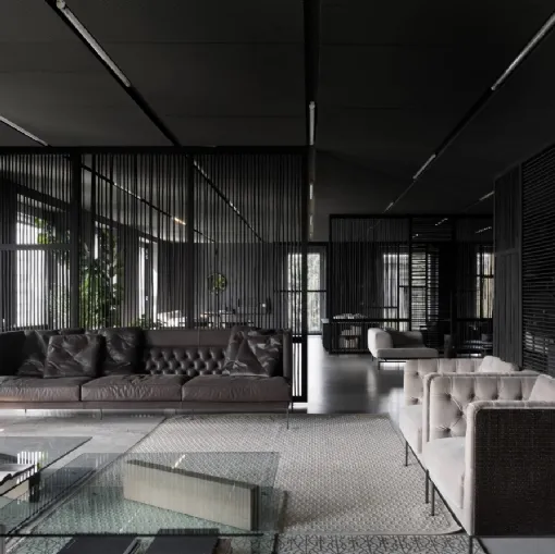 Divano lineare in pelle Lipp di Living Divani