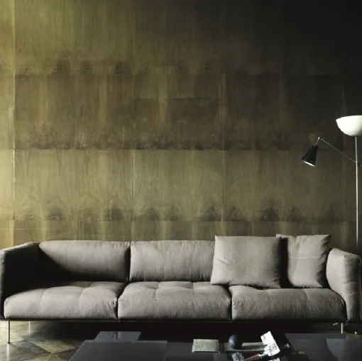 Divano lineare in tessuto imbottito Rod XL di Living Divani