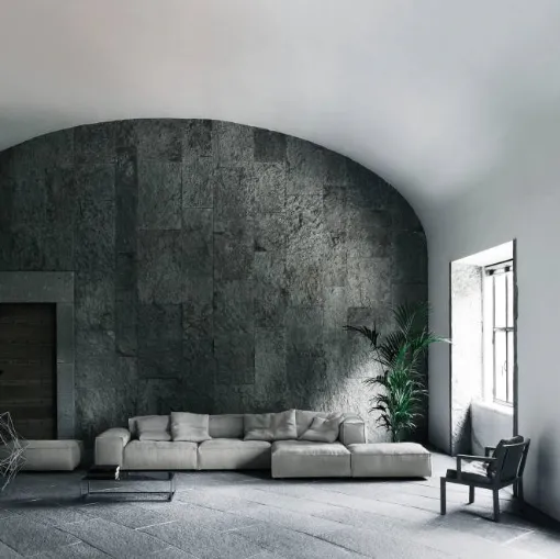 Divano con penisola NeoWall in tessuto di Living Divani