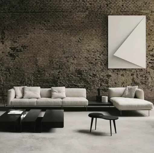 Divano con penisola Rod System in tessuto di Living Divani