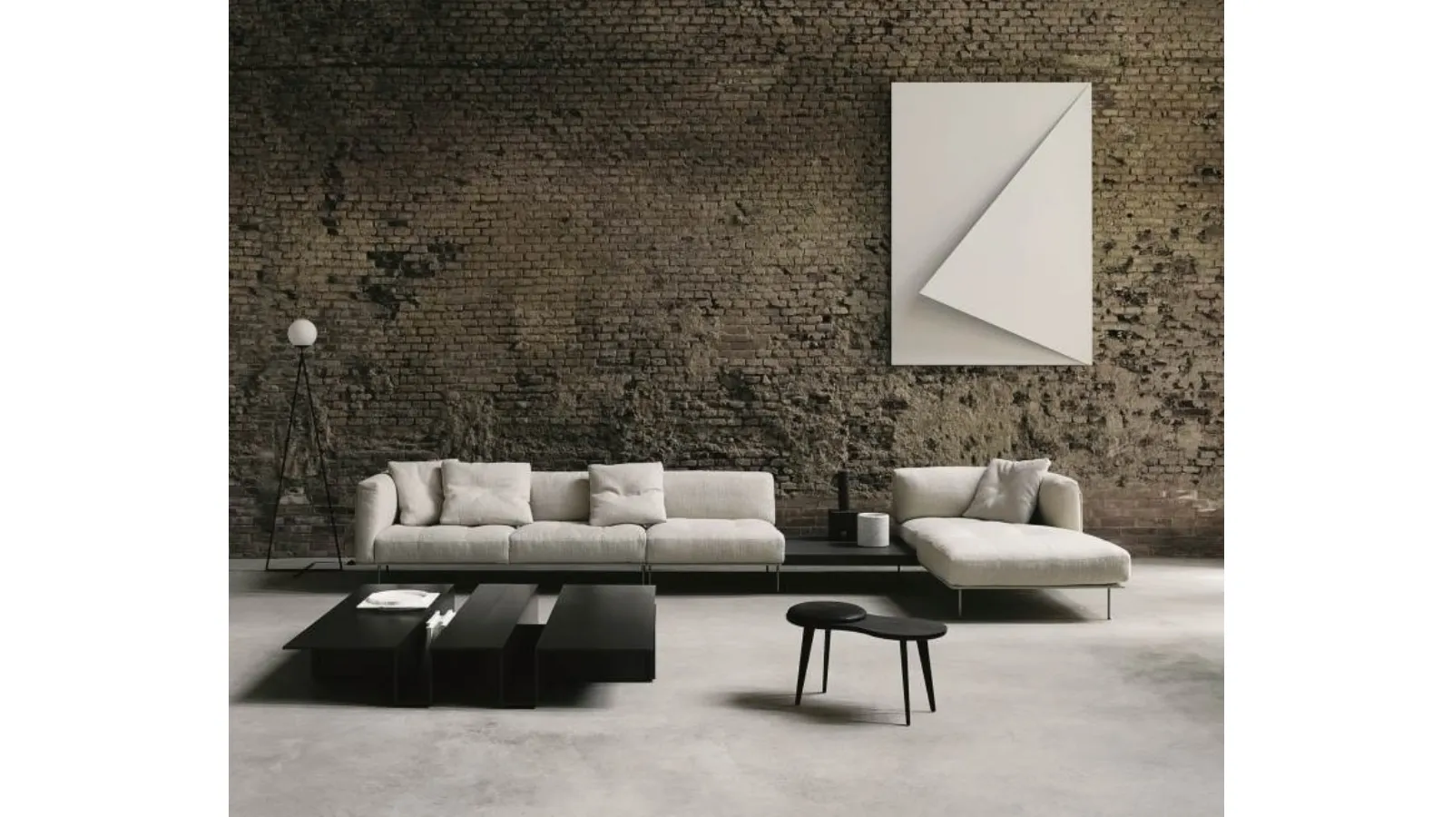 Divano con penisola Rod System in tessuto di Living Divani
