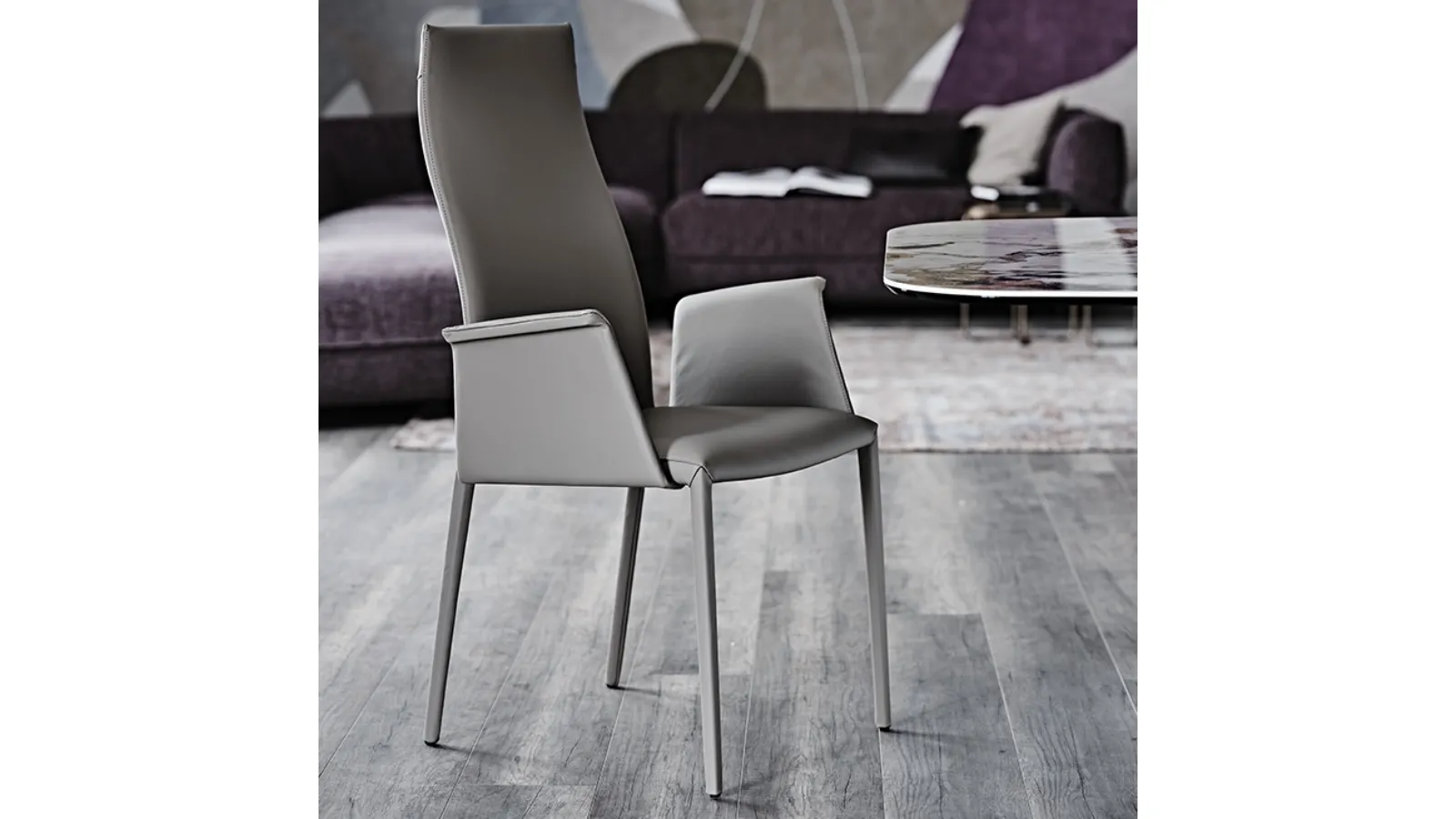 Sedia in pelle senza braccioli Norma di Cattelan Italia