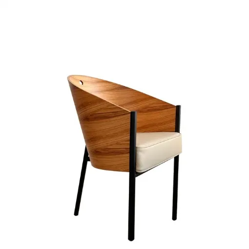 Sedia Costes in legno con seduta in pelle di Driade