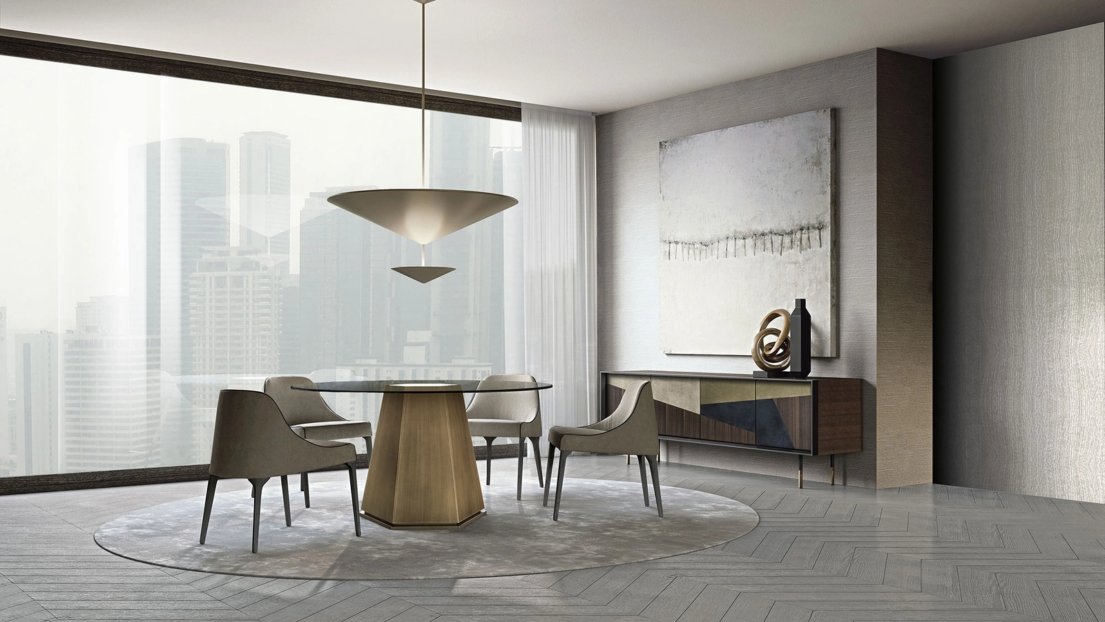 Sedia Jackie in tessuto imbottito con gambe in legno massello di Frigerio
