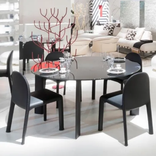 Sedia con rivestimento in pelle con cuciture decorative su gambe e schienale Soiree di Driade