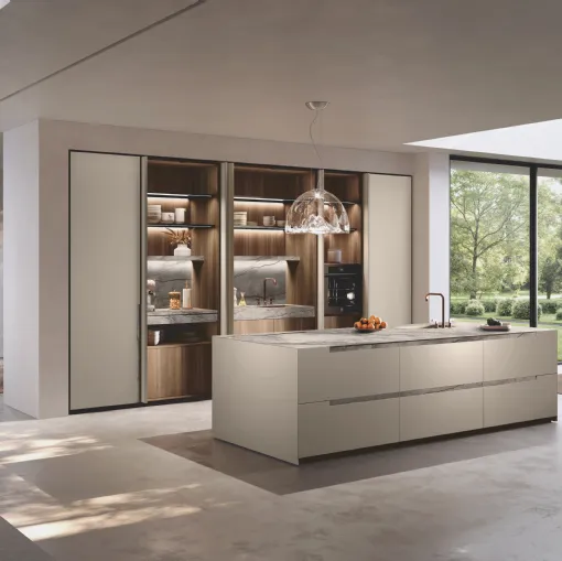 Cucina Design con isola Bluna Maniglia Stone di Binova