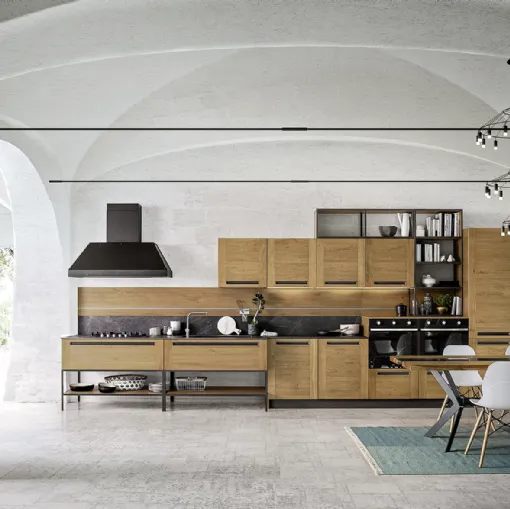 Cucina Moderna lineare Frame 005 in rovere di Ar-due