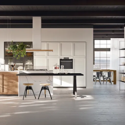 Cucina Moderna con isola Intesa 006 in legno e gres di Ar-due