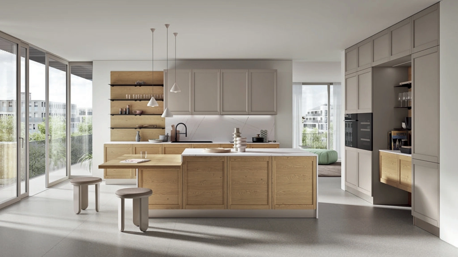 Cucina Moderna con isola Kyoto 07 in rovere e laccato di Ar-due