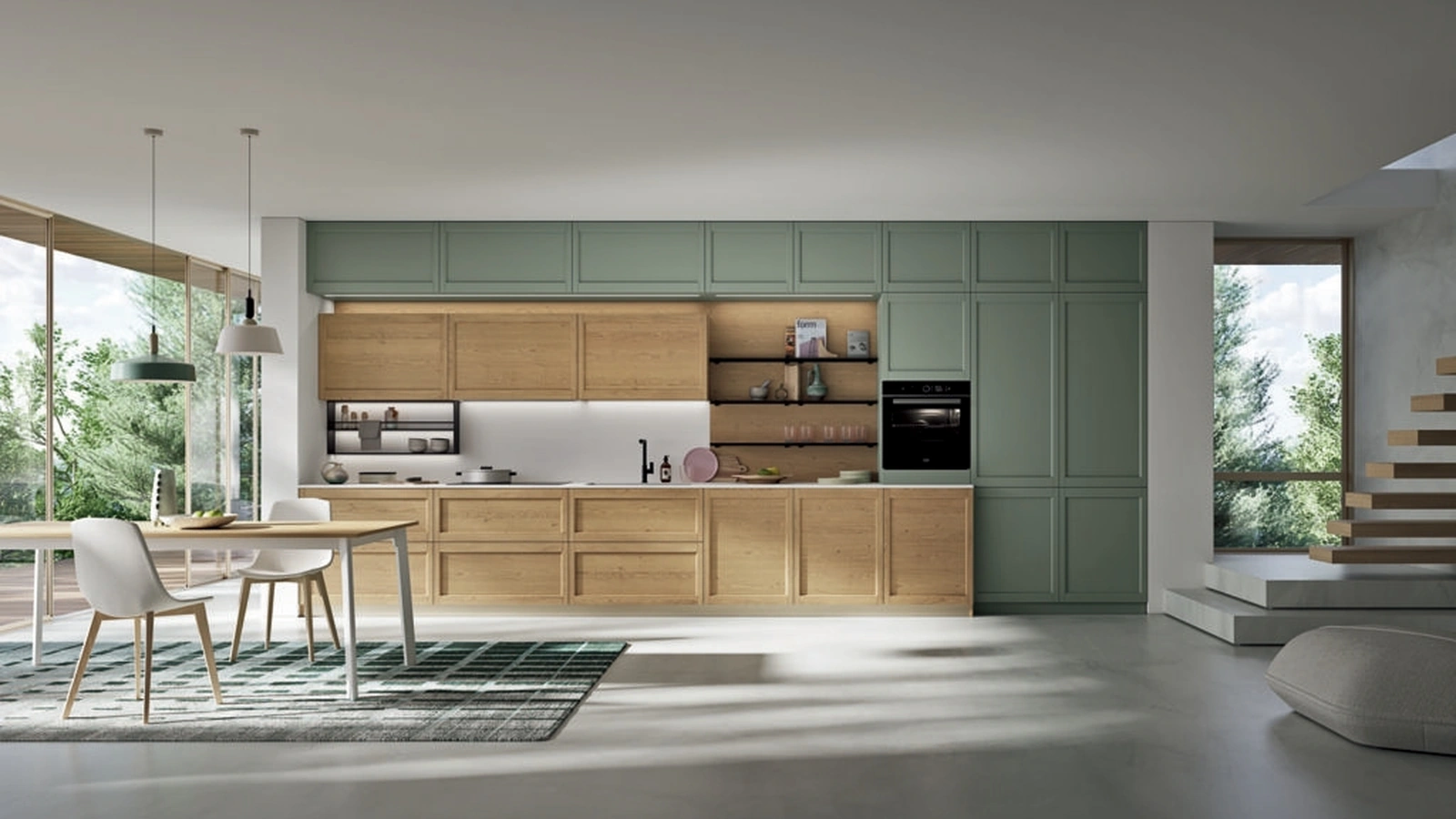 Cucina Moderna lineare Kyoto 08 in rovere e laccato di Ar-due