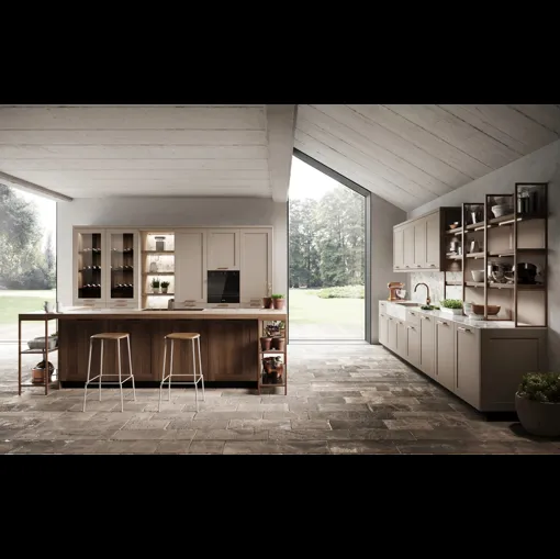 Cucina Moderna con isola Médea in bilaminato di Miton