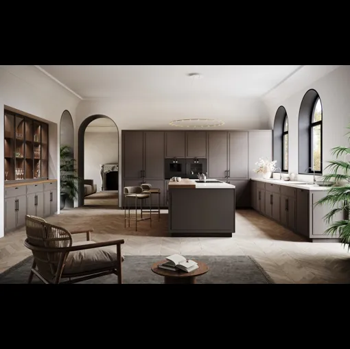 Cucina Moderna con isola Tes in laccato opaco Carruba di Miton