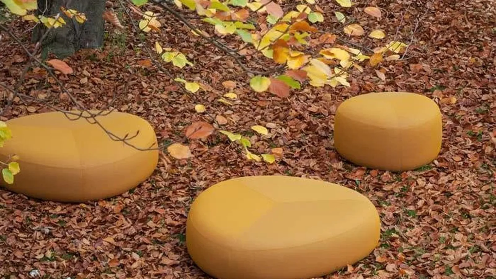 Pouf da giardino Kipu in tessuto Giallo di LaPalma